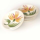 6 assiettes Longchamp decor fleur