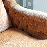 Orange velvet two-seat sofa