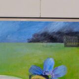 Oil painting on canvas "Bee" by Anita Steiner, Sweden mid 20th century