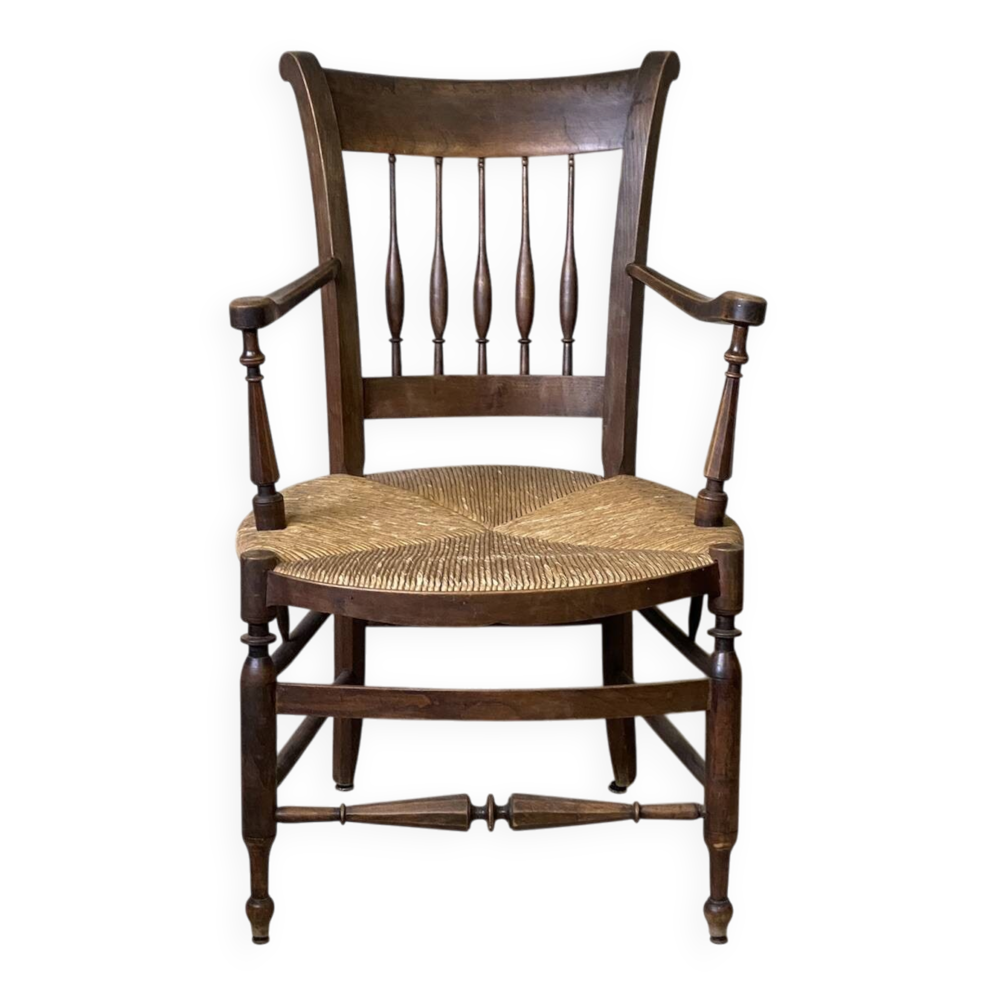 Provençal armchair in wood and straw