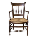 Provençal armchair in wood and straw