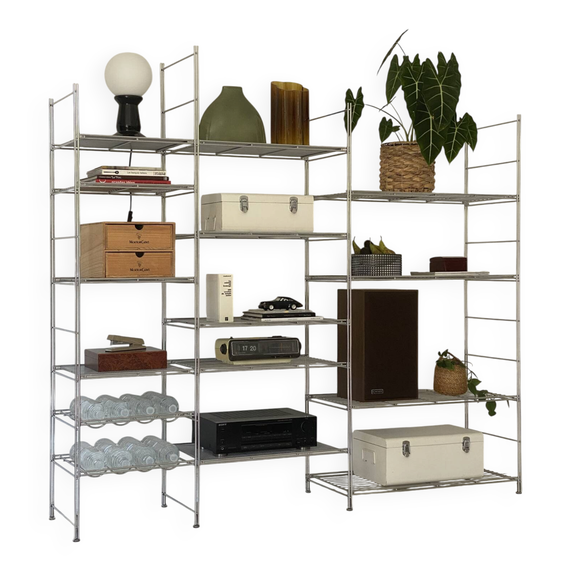 Modular chrome metal shelf