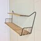 Suite of 2 50s shelves made of metal and rattan