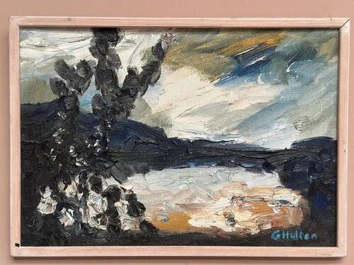 Swedish Oil on Panel “Abstract” by G. Hulten Signed Vintage & Framed 35×24cm