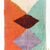 Tapis berbère Kilim écru à aplats colorés 305x190cm