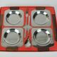 BOWL SET dip bowls party serving set stainless steel and wood 1960s
