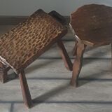 Ensemble de deux tabourets en bois