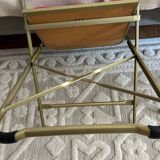 Set of 2 folding opera chairs in red velvet and brass