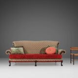 Large Victorian Sofa and Matching Ottoman, United Kingdom, 1890s