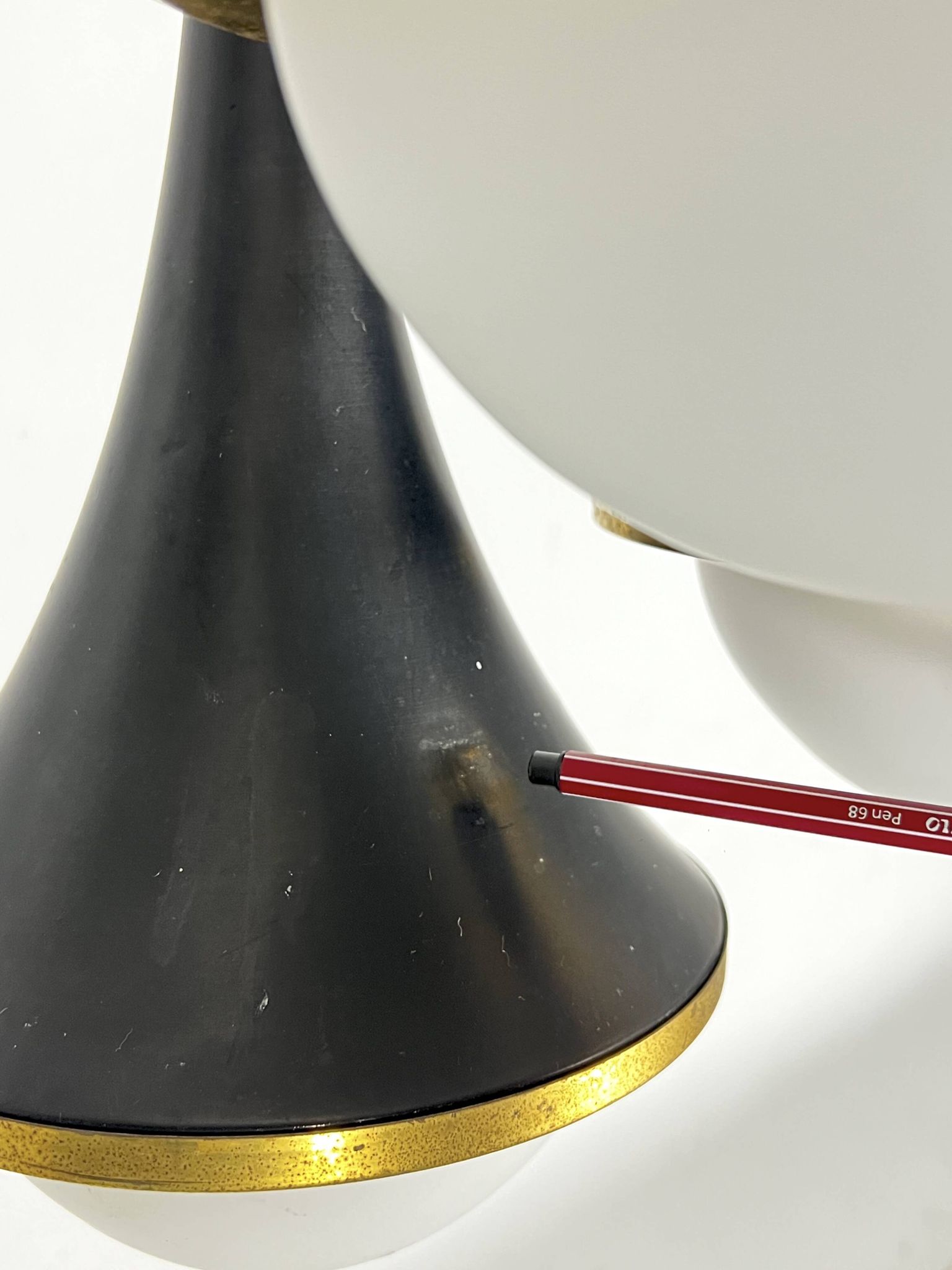 Mis-Century Stilnovo style pendant with three lights. Italy 1950s