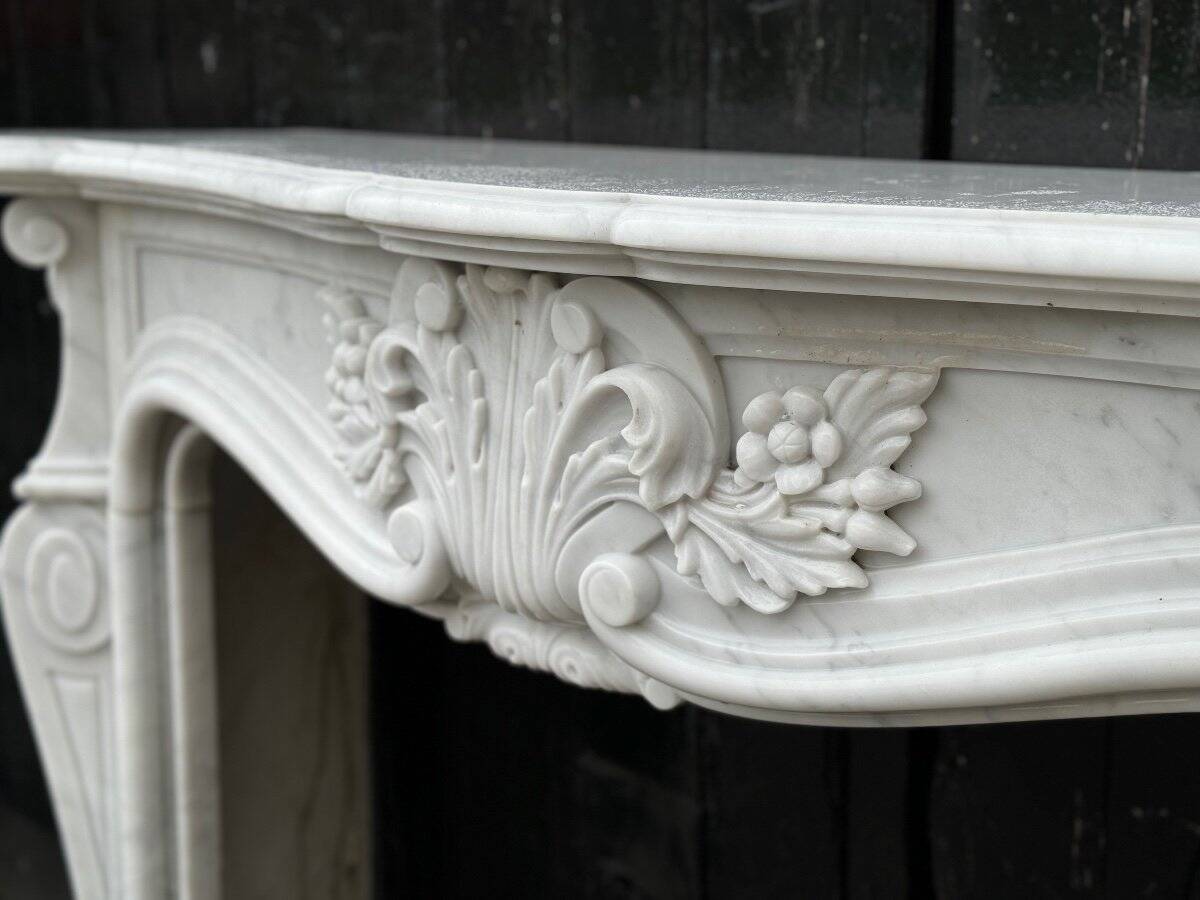 Louis XV style fireplace in Carrara marble circa 1980