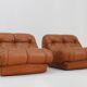 Set of vintage Mimo Padova Nuvolone lounge chairs in cognac leather, Italy, 1970s