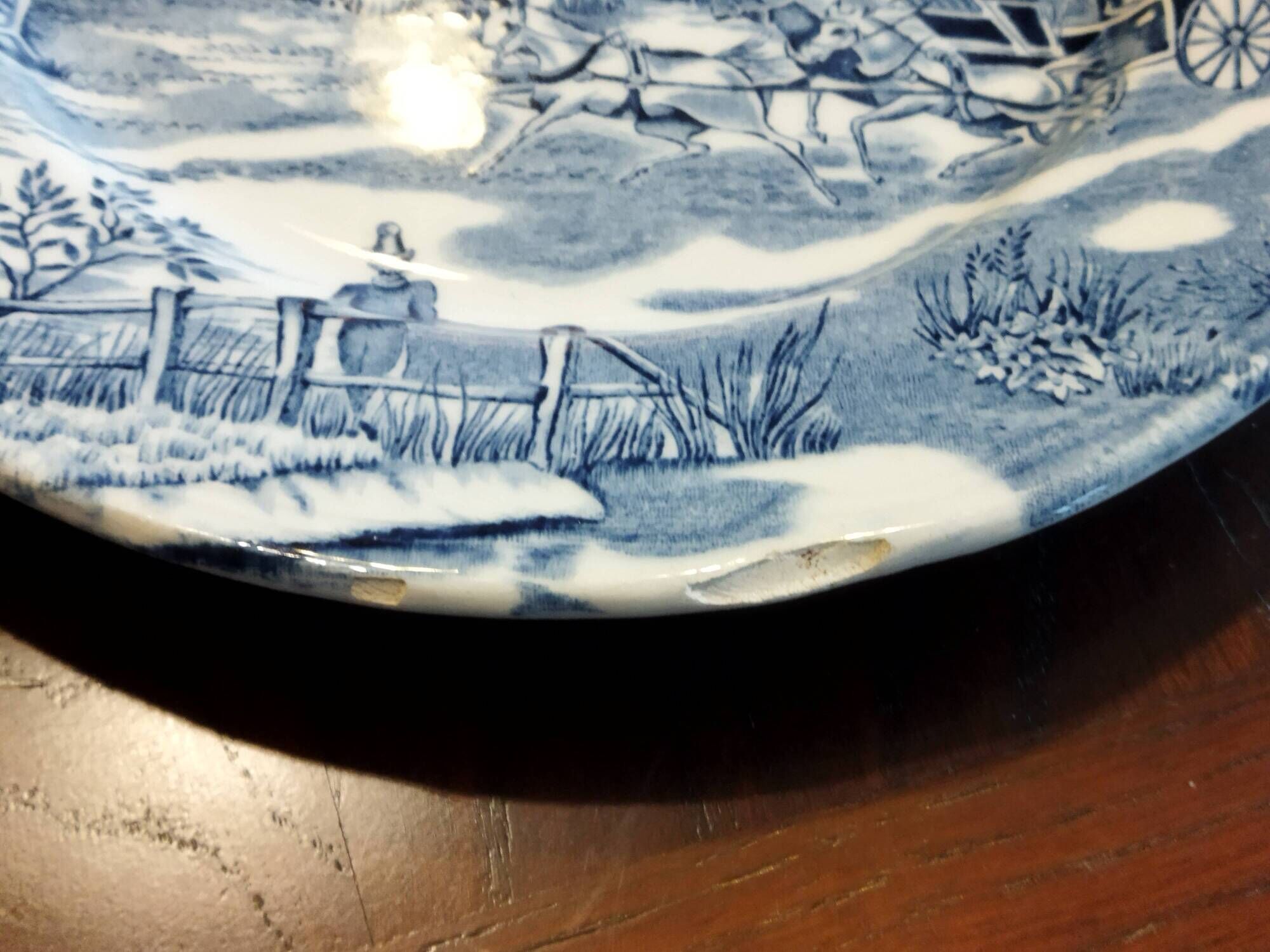 8 blue & white dinner plates (Royal Tudor Gien Lunéville Ceraminter)