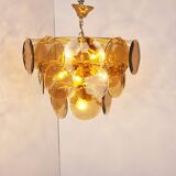 Mid century glass disk chandelier, 1970s