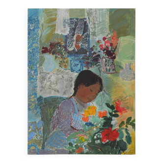 Nancy DELOUIS: Little Girl, original signed lithograph