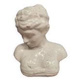 Sculpture en terre cuite émaillage blanc craquelé sujet féminin XXe