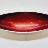 Designer bowl centerpiece in iridescent red enameled metal