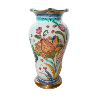 Vase italien sgraffito majolique signé M M