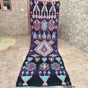 Vintage Boucherouite hallway runner: Moroccan Berber rug