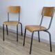 Paire de chaises d’école vintage années 50 esprit Jacques Hitier