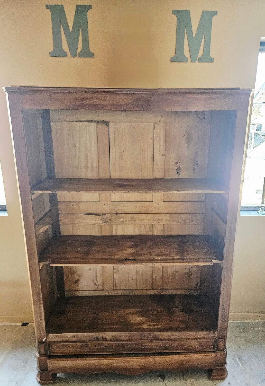 Large antique wooden kitchen furniture – bookshelf / crockery cabinet