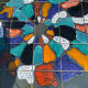 Vintage coffee table in wood and ceramic signed from the 70s-80s.