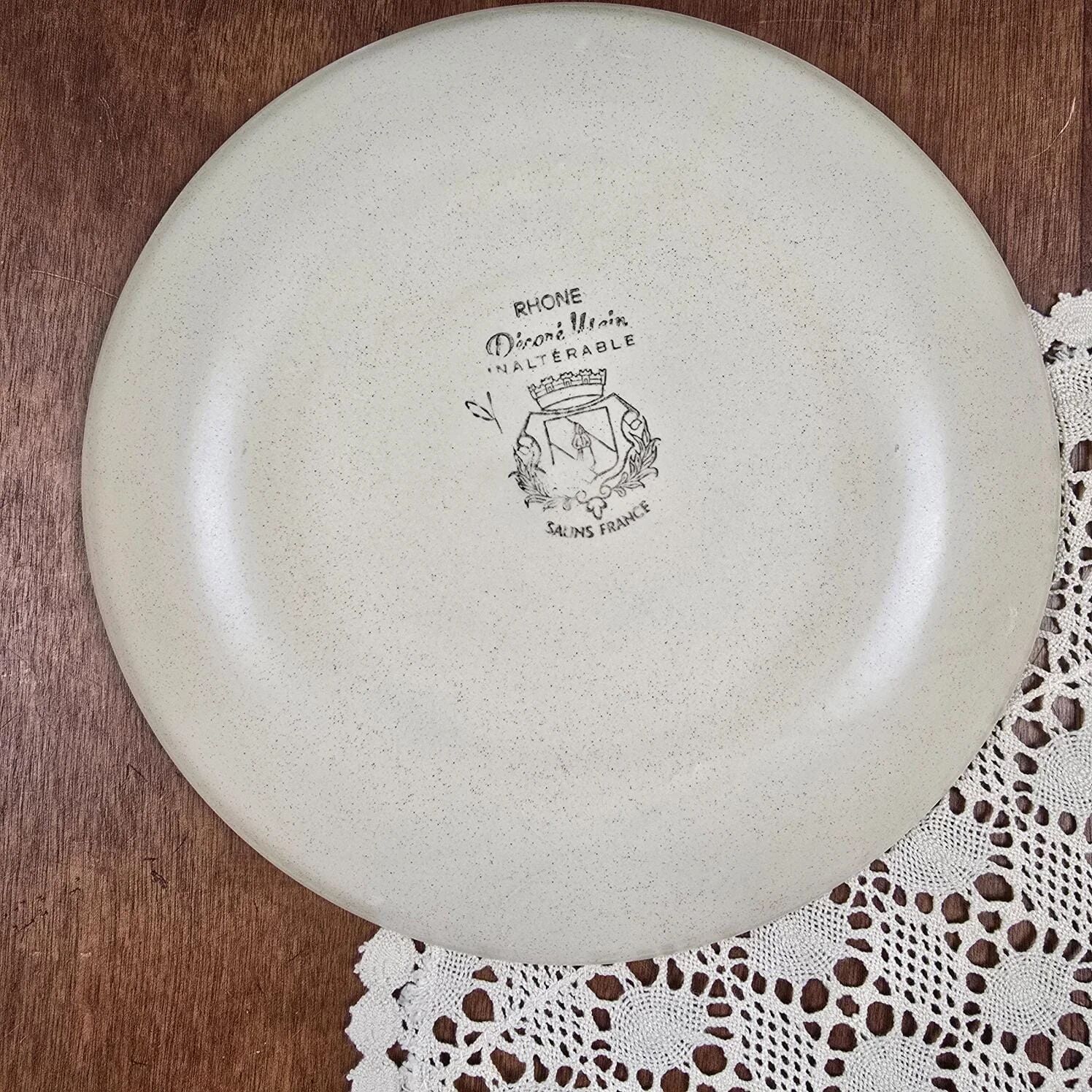 Vintage Salins Rhône service 15 pieces – Large hand-painted flowers