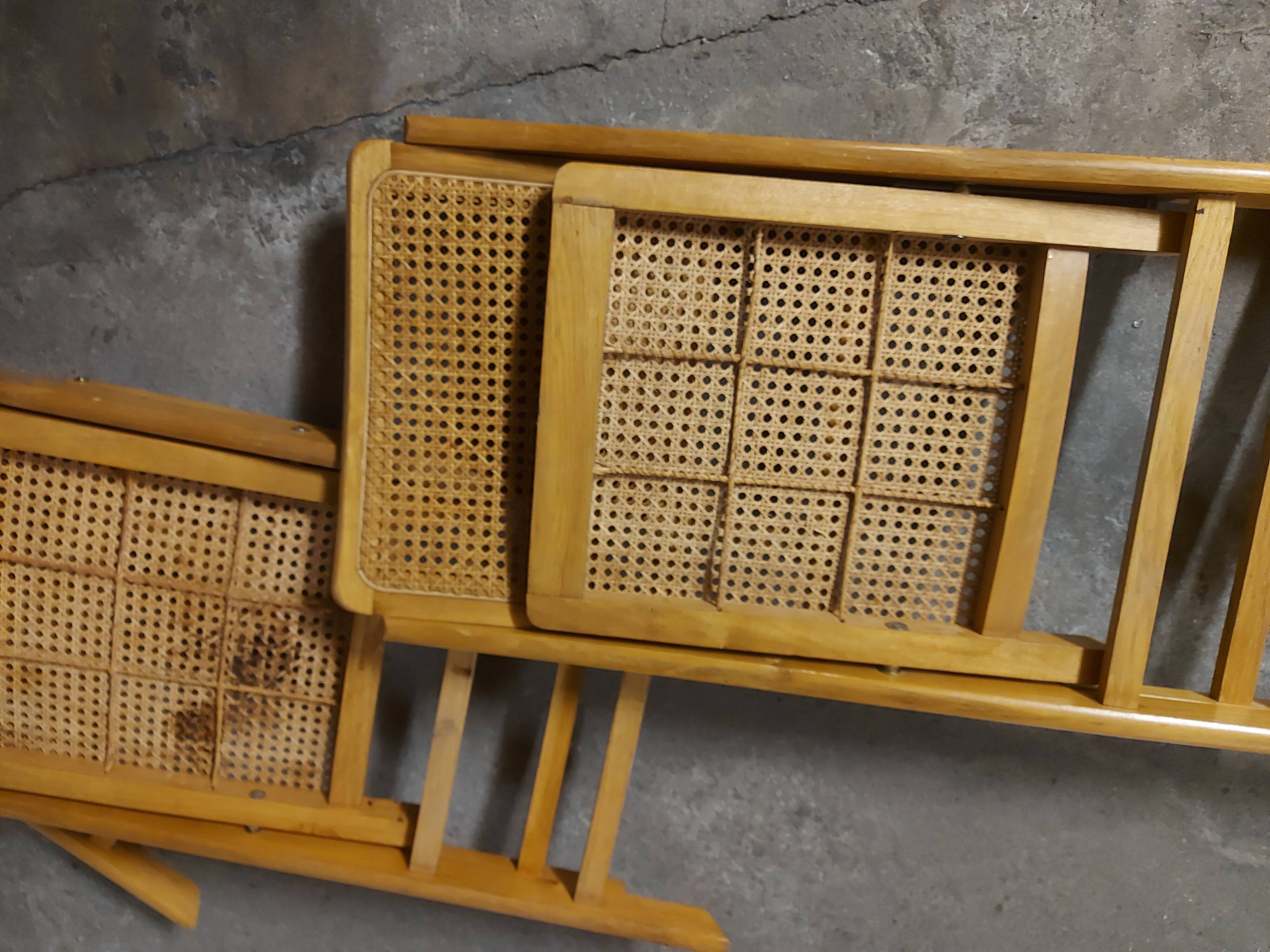 Set de 3 chaises  cannées  pliantes vintages 70
