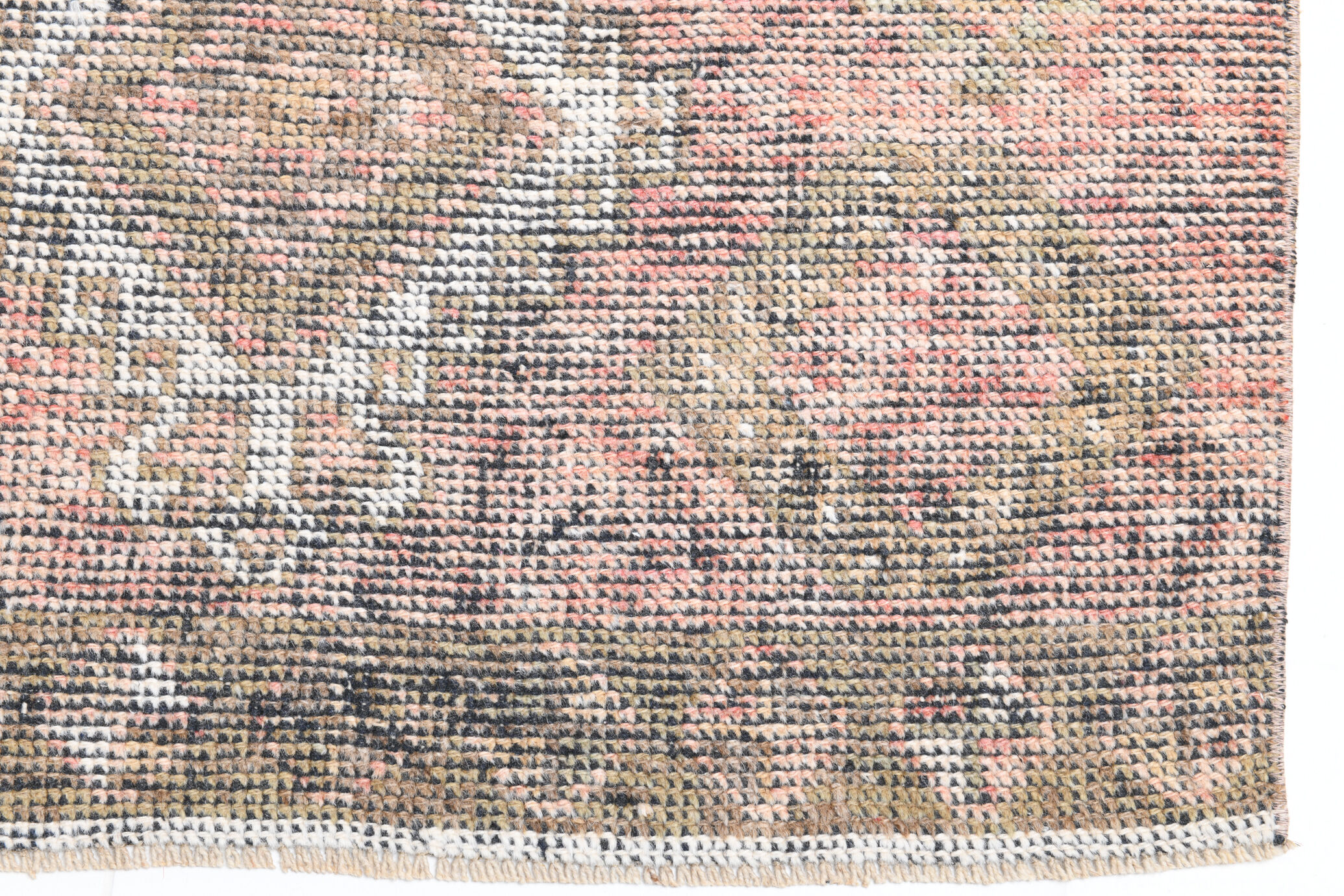 Faded brown & beige turkish runner rug 339x91cm