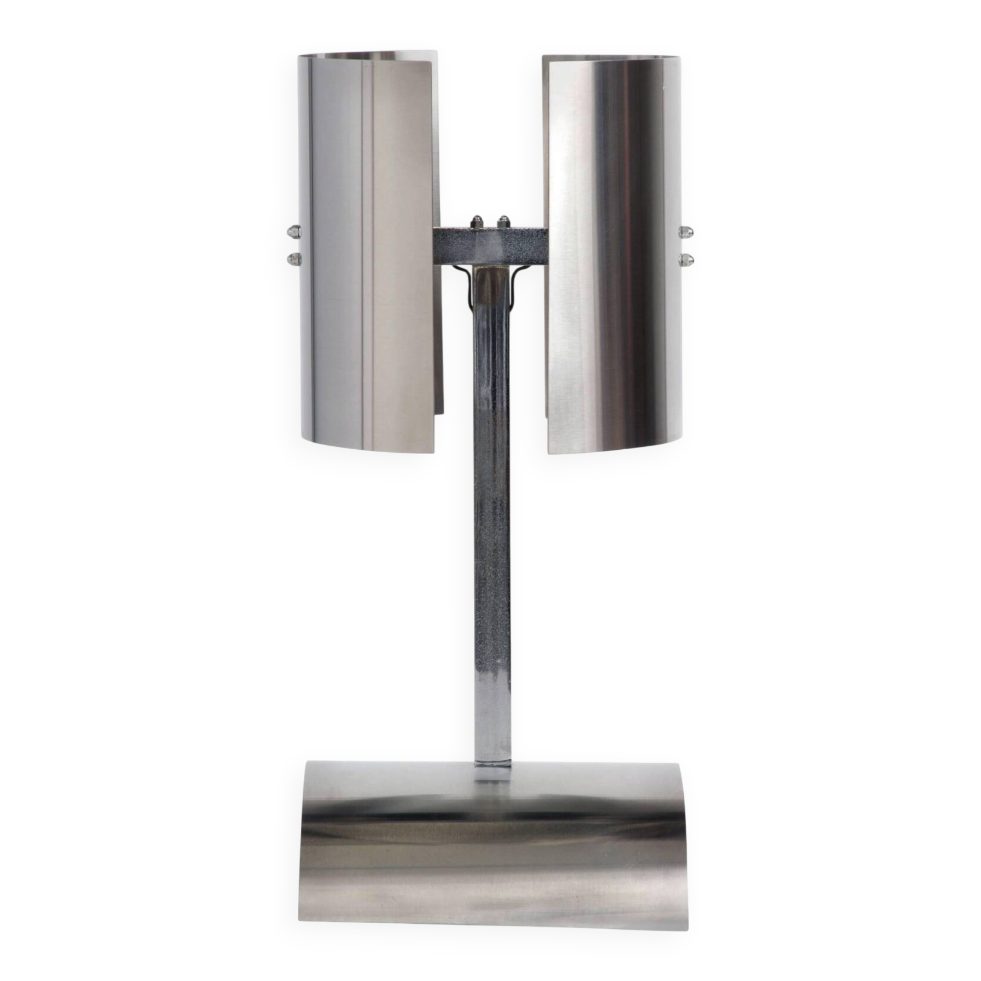 Large stainless steel desk lamp by Jean Pierre Bouvier, France.