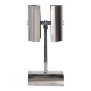 Grande lampe de bureau en acier inoxydable de Jean Pierre Bouvier, France,
