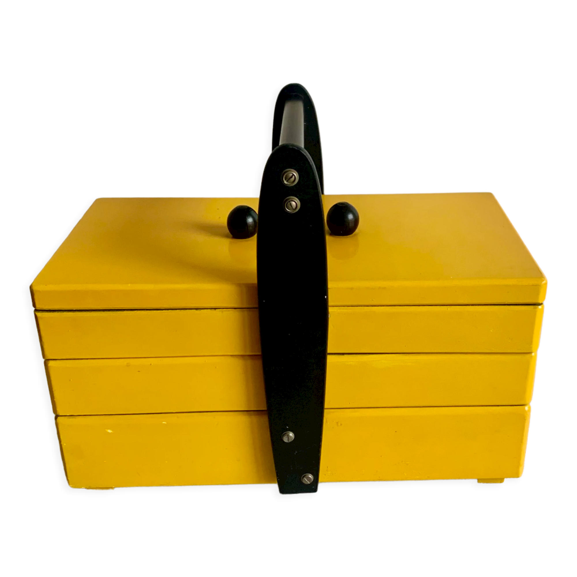 Wooden sewing basket, 1960s