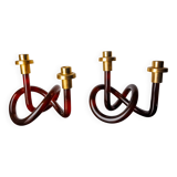 Pair of pretzel candlesticks by Dorothy Thorpe in lucite, 1970
