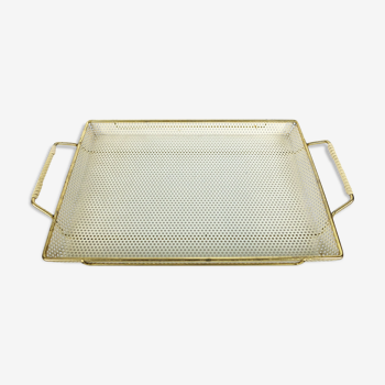 White and gold top in perforated sheet metal & brass 1950s-60s
