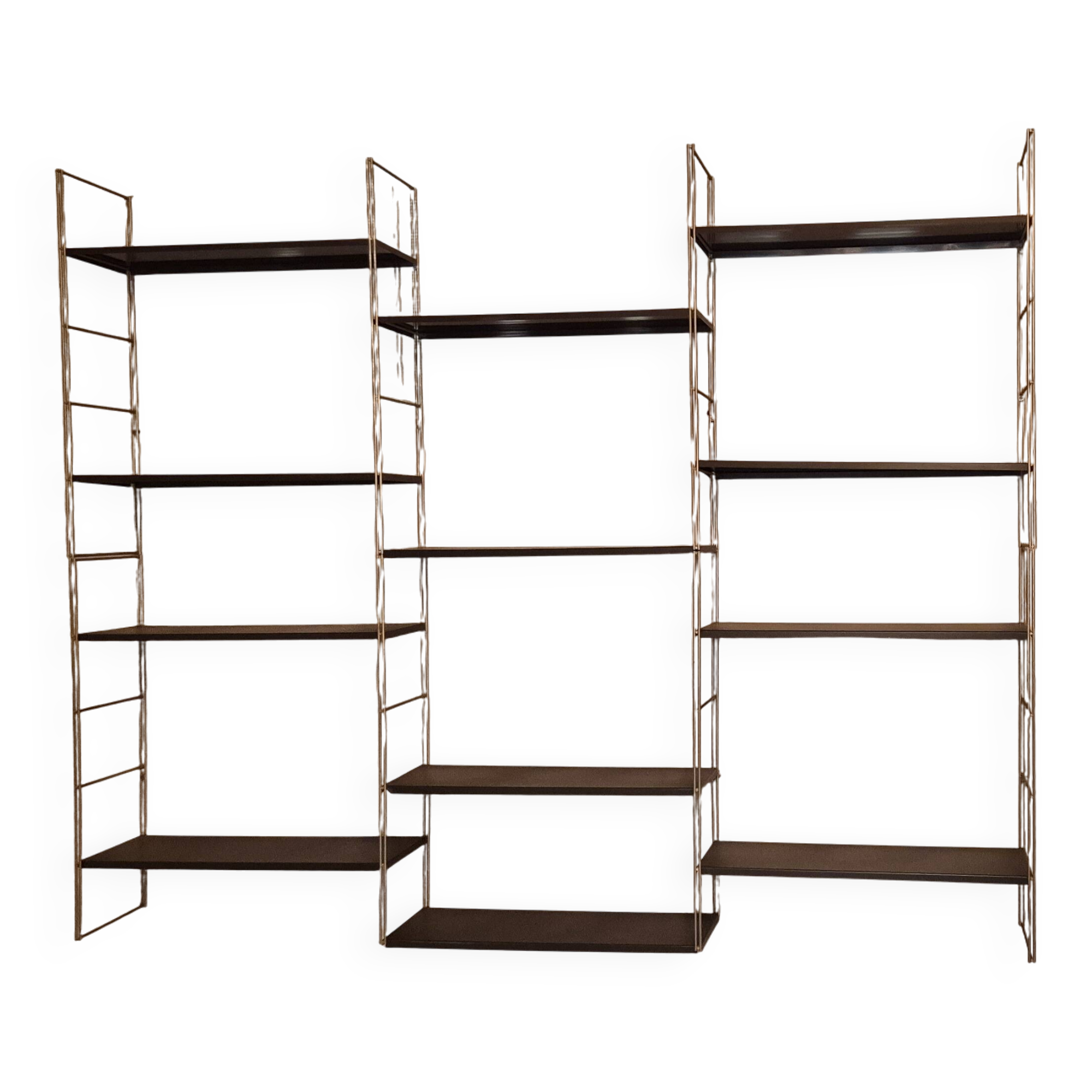 1960s IRON AND SHEET METAL WALL SHELVES