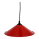 Red conical pendant light in enamelled metal