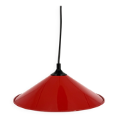 Suspension conique en métal émaillé rouge