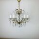 Palme & Walter chandelier, crystal and brass pendants, 1970s