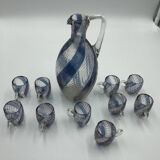 Ancien service liqueur en verre soufflé 6 verres et une carafe