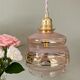 Suspension tulipe vintage art déco en verre rose et doré