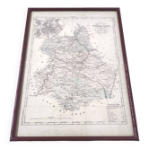 Engraving map of Eure-et-Loir region Centre-Val de Loire wooden frame old map of Chartres