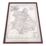 Engraving map of Eure-et-Loir region Centre-Val de Loire wooden frame old map of Chartres