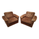Pair of Mid-Century Modern Czech Lounge Armchairs with Rolling Casters