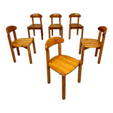Set of 6 solid pine chairs, Scandinavian design, Reiner Daumiller