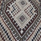 White carpet with multicolored Berber patterns handmade