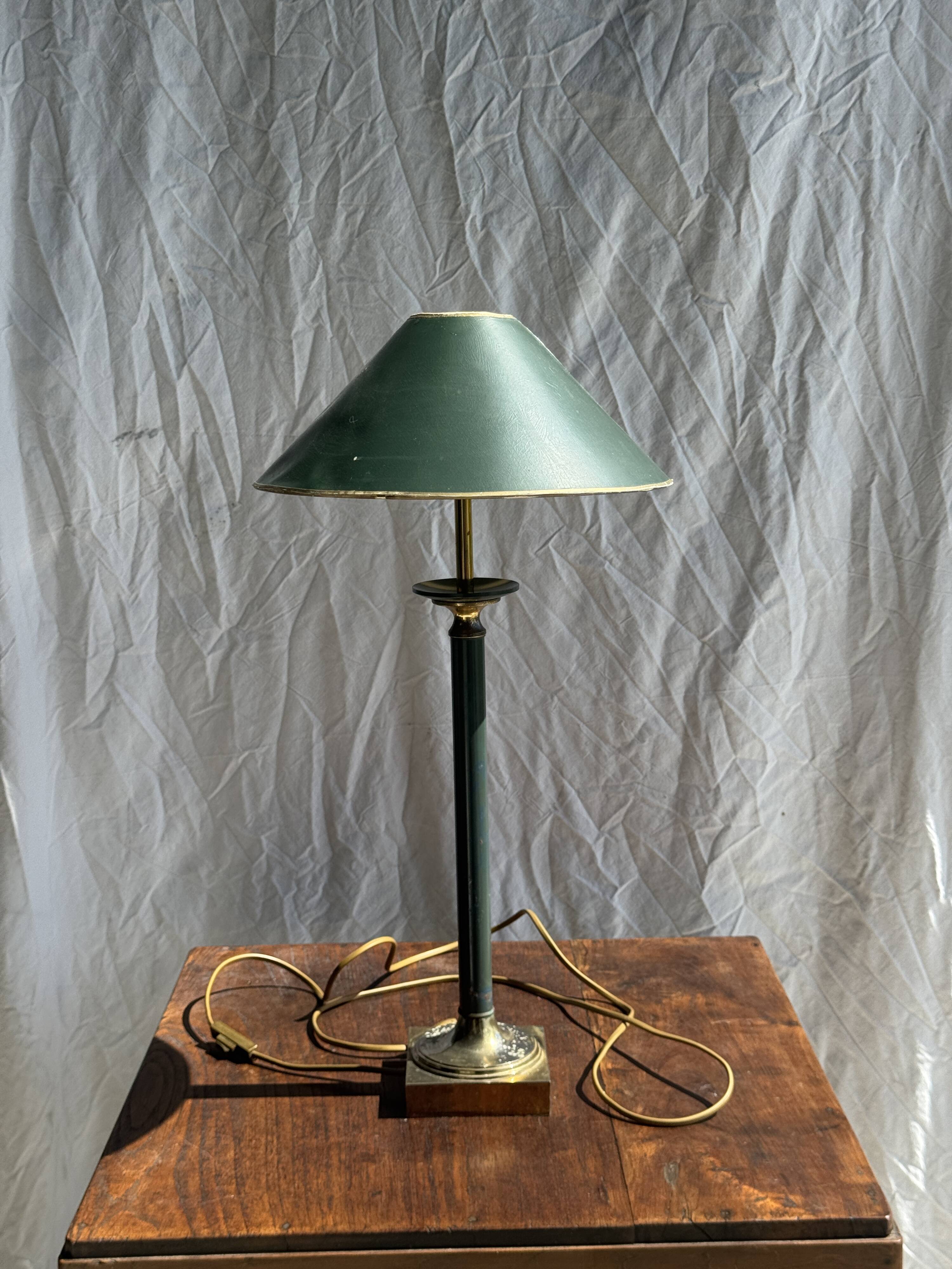 Vintage green and gold table lamp H60 D30