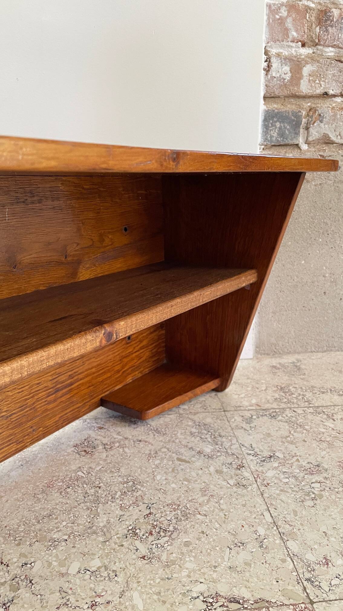 Geometric Wall Shelf Solid Oak Vintage