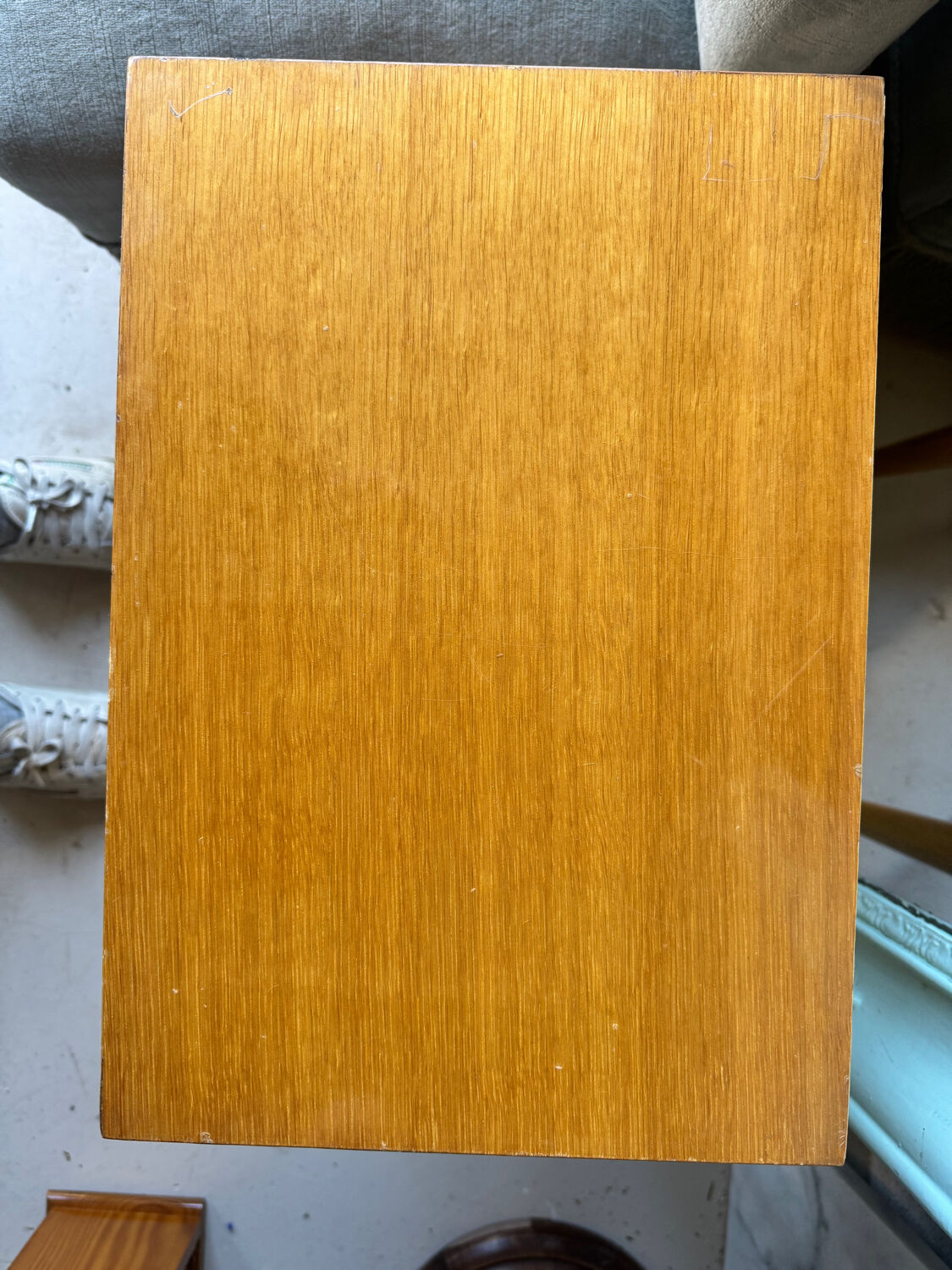 Modernist bedside table from the 1950s with compass legs.