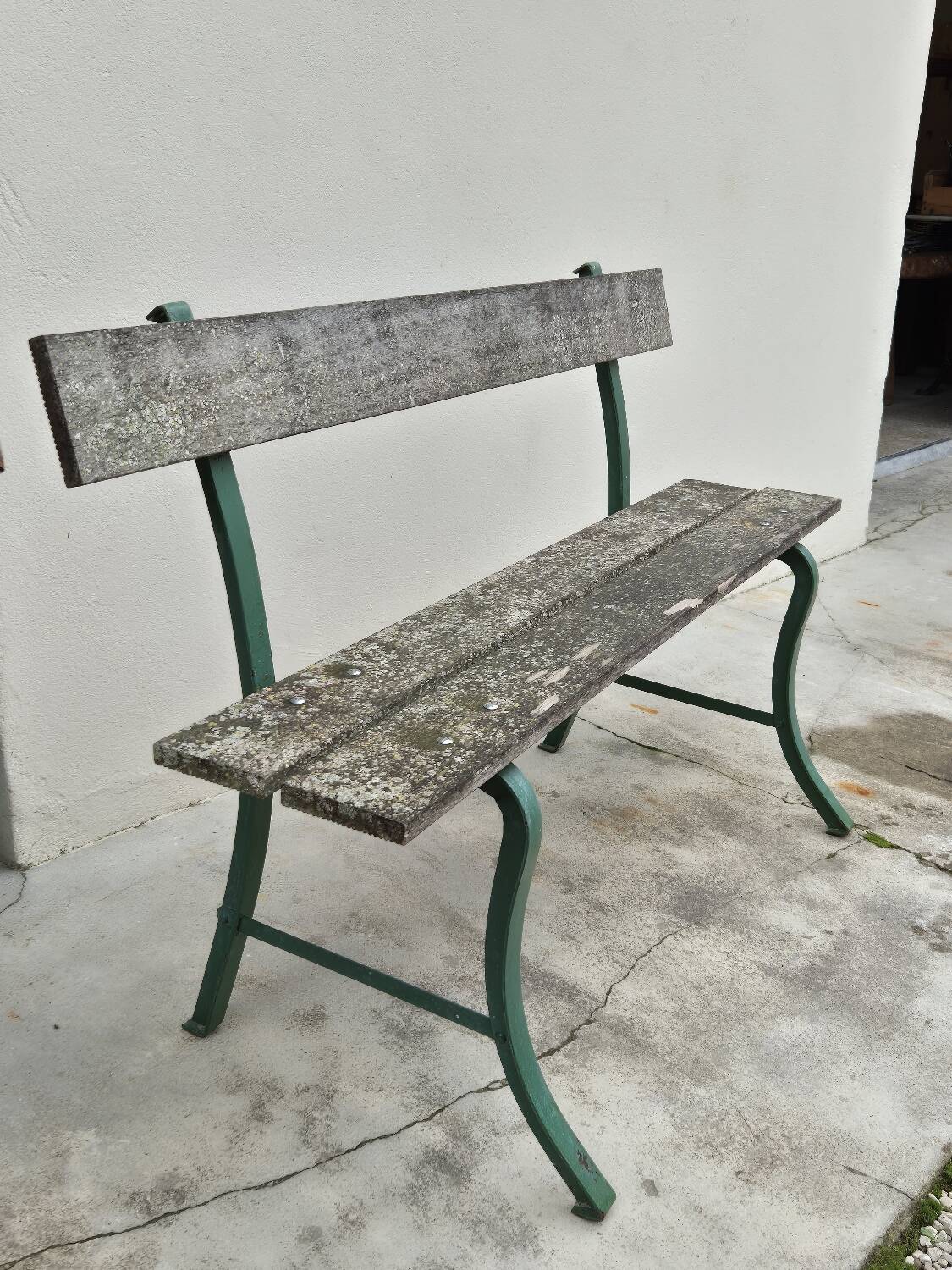 Old patinated garden bench 1950s