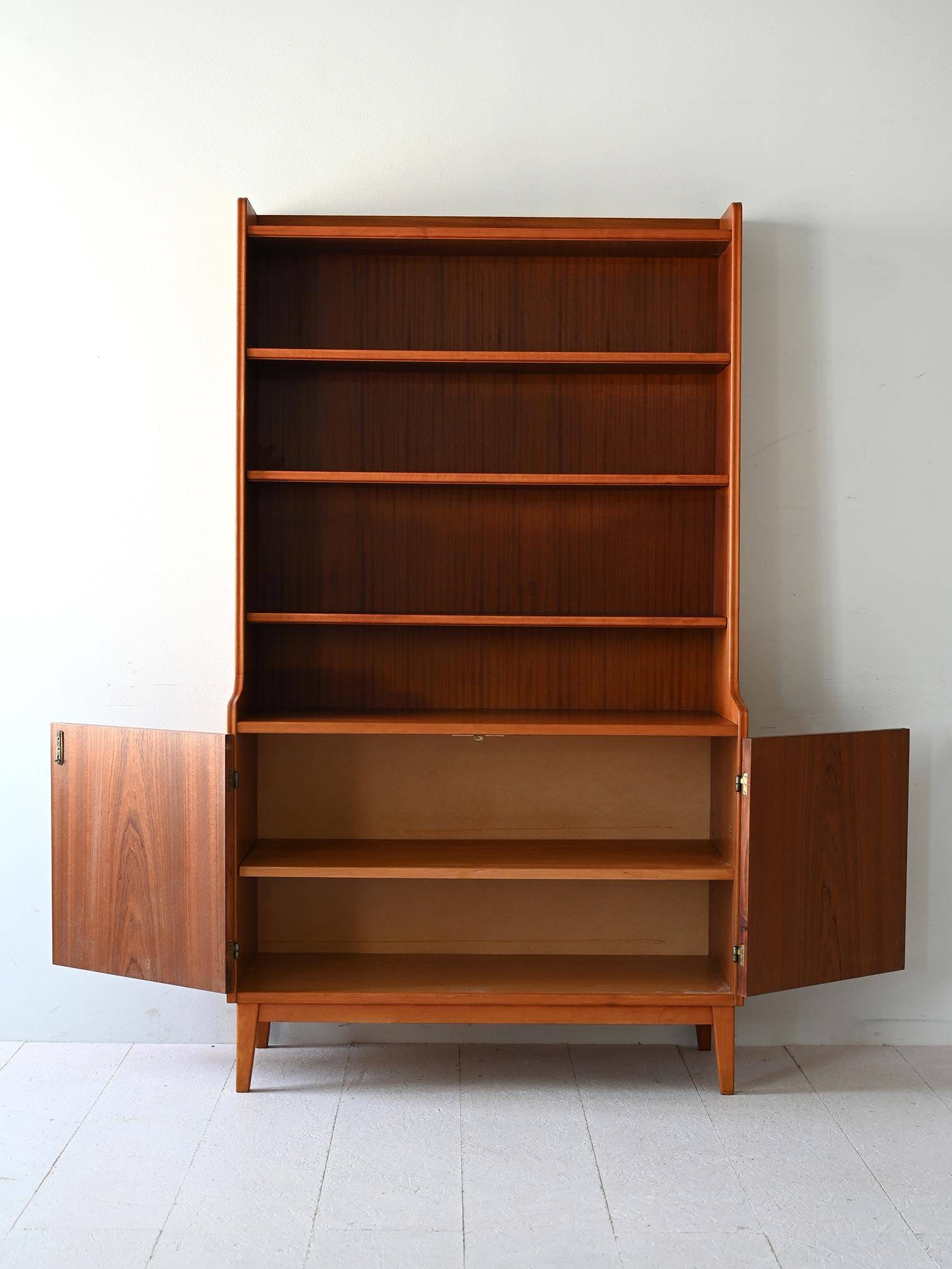 Swedish teak bookcase with hinged doors